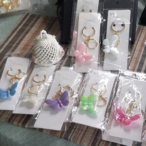 Butterfly Key & Card Holder Charm - Assorted Pastel Colors